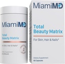 MiamiMD Total Beauty Matrix Collagen kosttillskott för kvinnor - Collagen kapslar med vitamin C för hår, hud och naglar - Cruelty Free - 60 kapslar