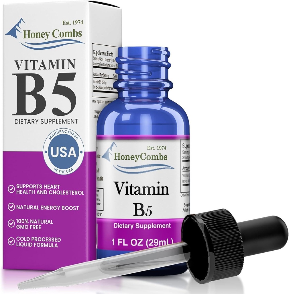 Vitamin B5 Drops Pantothenic Acid 500% DV Liquid B5 Supplement Vegan Vitamin B Complex Fast Absorbing liquid Drops Daily Nutritional Support for Adults 1oz