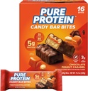 Pure Protein Candy Bar Bites, Chocolate Peanut Caramel, 5g Beljakovine, Gluten Free, Nizki sladkor, 0.70 oz, 16 Pack (Packaging May Vary)