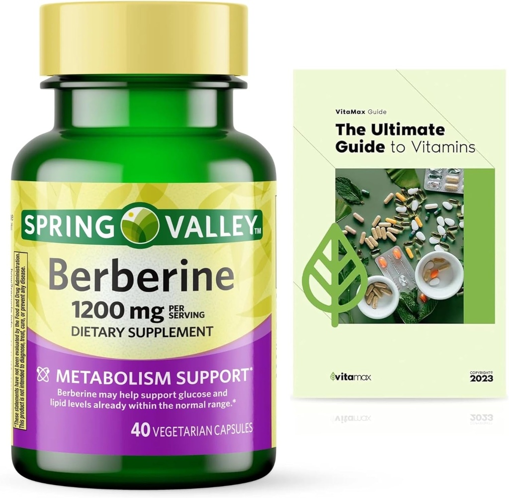 Vring Valley Berberine Datary Supplement - Metabolis สนับสนุน - 1200mg Capsoles, 40 ct
