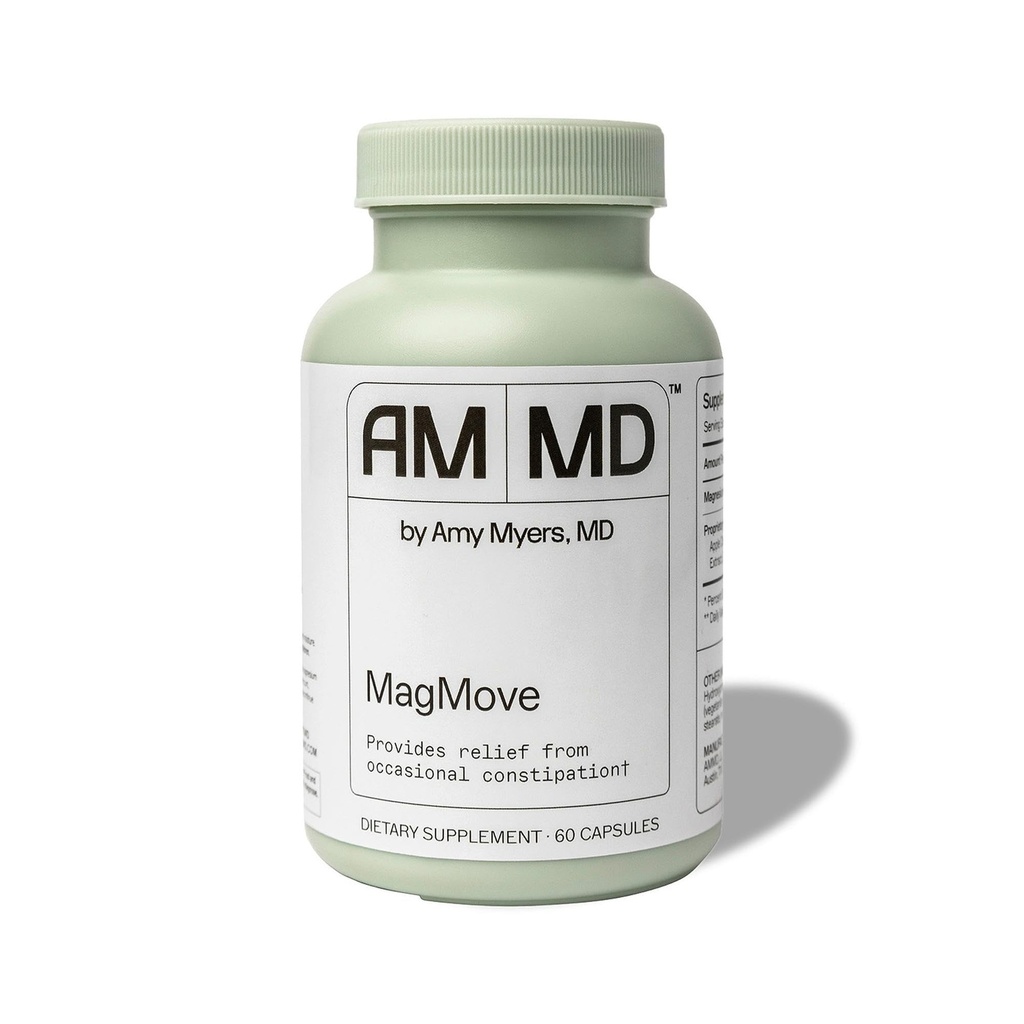 Amy Myers MD MagMove - Supports Healthy Bowel Movements - Magnesium Supplement for Gut Motility - with ACV, Artichoke & Ginger - 60 Capsules (30 Servings)