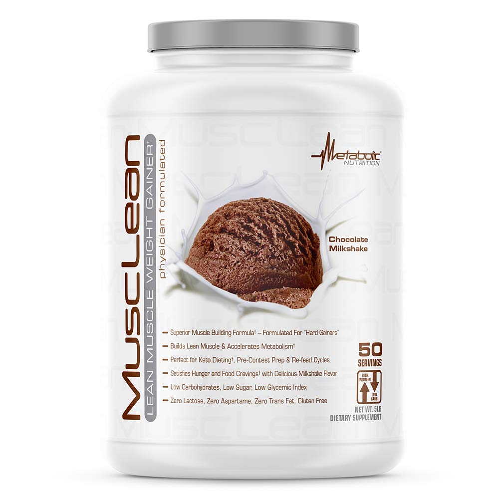 Metabolic Nutrition - Musclean - Milkshake, Whey High Protein Meal Replacement, Maintenance Nutrition, Low Carb, Keto Diet, Digestive Enzymes, Chocolate, 5 Pound (50 ser)
