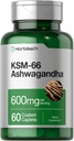 Horbäach KSM-66 Ashwagandha Supplement Caplets | 600 mg | 60 piller | med L-Theanine | for kvinner og menn | Vegan, ikke-GMO, Glutenfri Kompleks Supplement
