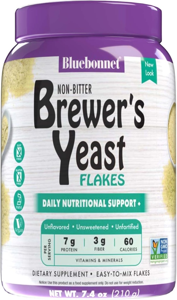 Bluebonnet Nutrition Super Earth Brewers Yest Flakes, Super Menjar, Gran menjar, font de vitamina, Gran Tasting, Vegan, Vegetarian, GMO, Guten Free, Soy Free, Milk Free, Kosher, 7.4 oz