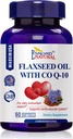 Flaxseed Oil dengan CO Q-10 (Daily antioksidan Cardiovascular System Suffels), GMP, Natural Product Assn Sertifikasi, Dibuat di AS - 400mg, 60 Softgels