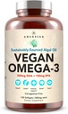 Tambahan AMANDEAN Vegan Omega 3. Alternatif Minyak Ikan Premium. Algae DHA & EPA. Carrageenan Free Softgels. Algal Estiventy Accids. Tanaman berbasis Jantung, Otak, Mata, Kulit, Dukungan Imune. (120ct)