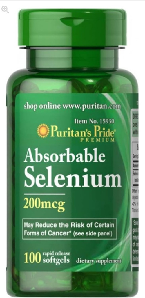 Puritans Pride Selenium 200 µg Tablets, 100 Count