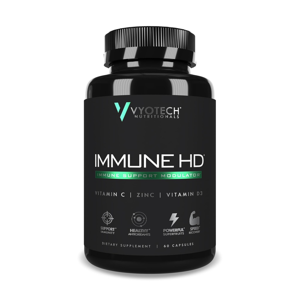 Vyotech Nutritionals Immune HD Support Supplement | Elderberry, Echinacea, Vitamin C, D3, Zinc, Turmeric & Superfruit Antioxidants | Immune Health & Wellness Formula | 60 Capsules