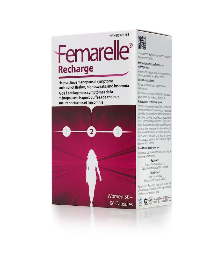 Femarelle® Recharge – Menopause Supplement for Women - Clinically Proven Menopause Relief - Hot Flashes, Night Sweats, Sleep & Libido Support Within 1st Month, Gluten-Free, GMO-Free & Hormone Free