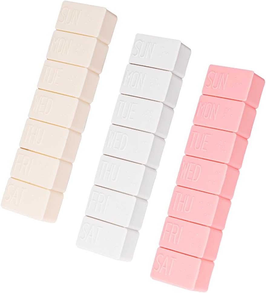 3Pack Weekly Pill Organizer,Extra Large 7 Jours Pill Cases Voyage quotidien Pill Box pour l'huile de poisson, comprimés de calcium et autres pilules vitaminées
