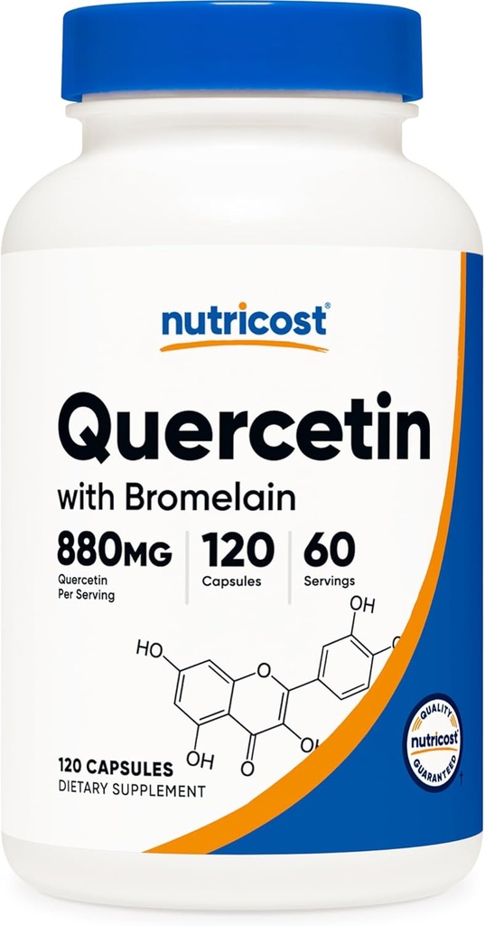 Nutricost Quercetin med Bromelain, 880mg Quercetin + 165mg Bromelain Per Serving, 120 kapsler, 60 serveringer (2 Caps Per Serving) - Vegetarisk, ikke-GMO og Glutenfri