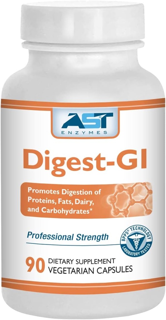 Enzime AST Digest-GI Enzyme digestiv - Digestie si ajutor la sange pentru femei si barbati - 90 Capsule vegetariene