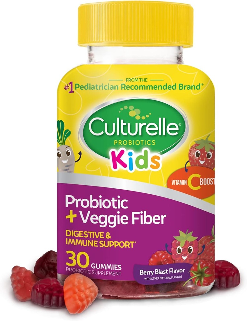 Culturelle Daily Probiotic Kapsulas 30CT & Kids Probiotic + Veggie Fiber Gummies 30CT gremošanas un imūnās veselības