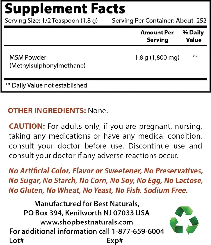 Nejlepší Naturals MSM Powder & B-100 Complex