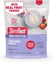 SlimFast High Protein Smoothie Mix Plus Fruit Powder, High Protein Meal Replacement Powder, Fiber, Vitamin C, 21 Servings, 1.29 Pounds, Triple Berry Vanilla (Packing May Vary)