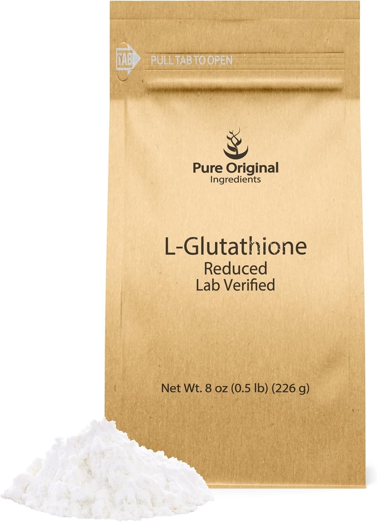 INGREDIENTE ORIGINALE L-Glutatione pulbere (8 oz) redus, întotdeauna pur, Lab Supliment verificat