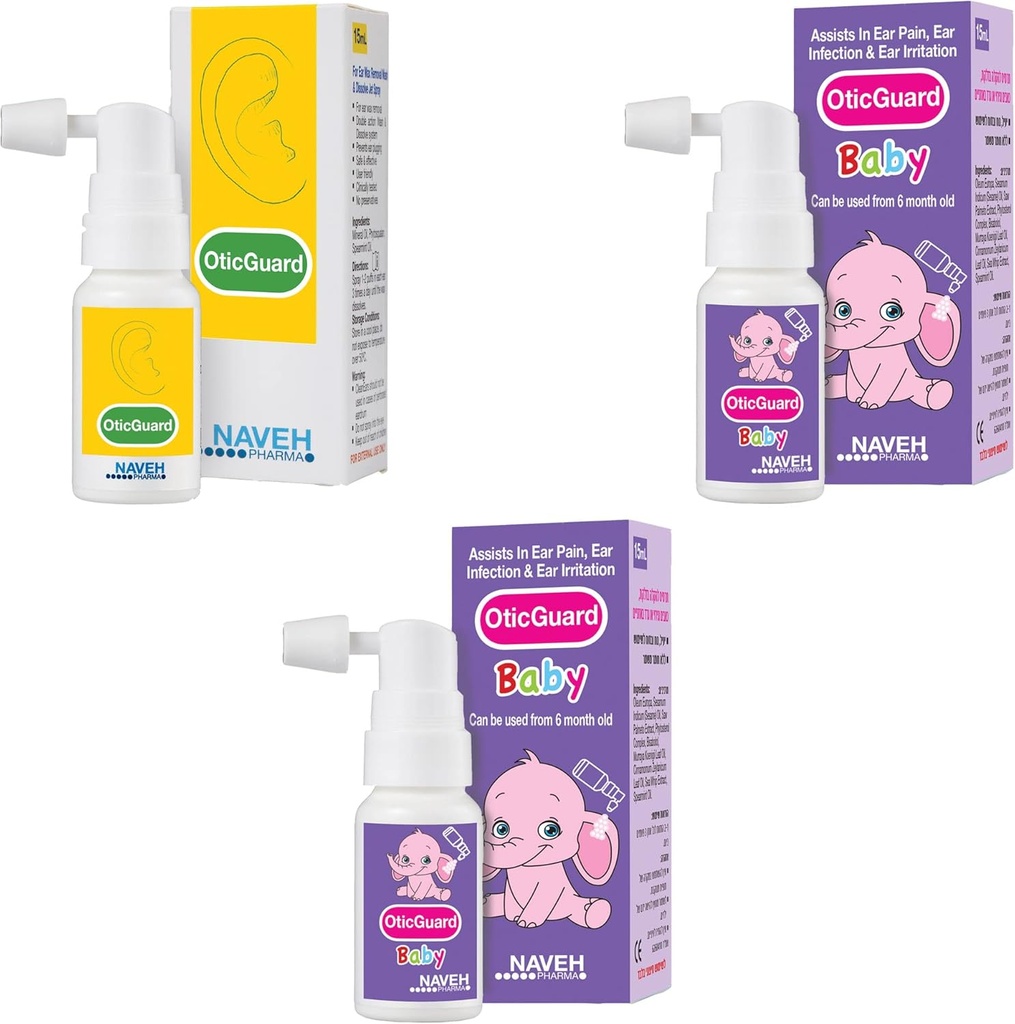 NAVEH PHARMA Otic Guard Ear Infecting Spray Baby 0.5 Fl Oz (2 Units) + NAVEH PHARMA Otic Guard Ear Freeze Spray 0.5 Fl Oz (1 Unit)