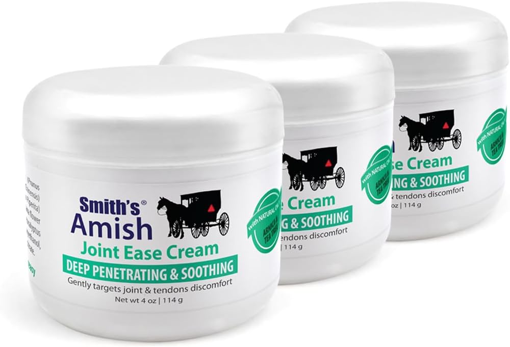 Smith's Amish JointEase rauhoittava voide 3 pakkaus (kolme 4 oz Jars) Arnica, Tea Tree, Eucalyptus, Piparminttu ja Rosemary