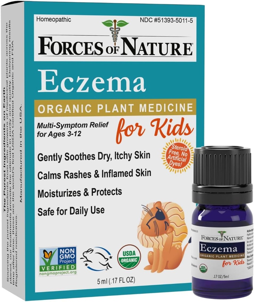 Forţele de Eczemă Naturale de control pentru copii, Sensibil, Dry şi Mâncărime Skin Relief, Steroizi-Free Skin Care pentru Flare-Ups, Eczeme Tratamentul pentru copii, Organic Homeopatic Medicina, Fast-Actioning, 0.17 FL OZ