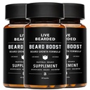 Live Bearded Beard Boost - Beard Growth Vitamins for Men with Biotin, Collagen, Silica, Fo-Ti Root - Facial Hair Growth for Men, Made in the USA | 90-Day Supply