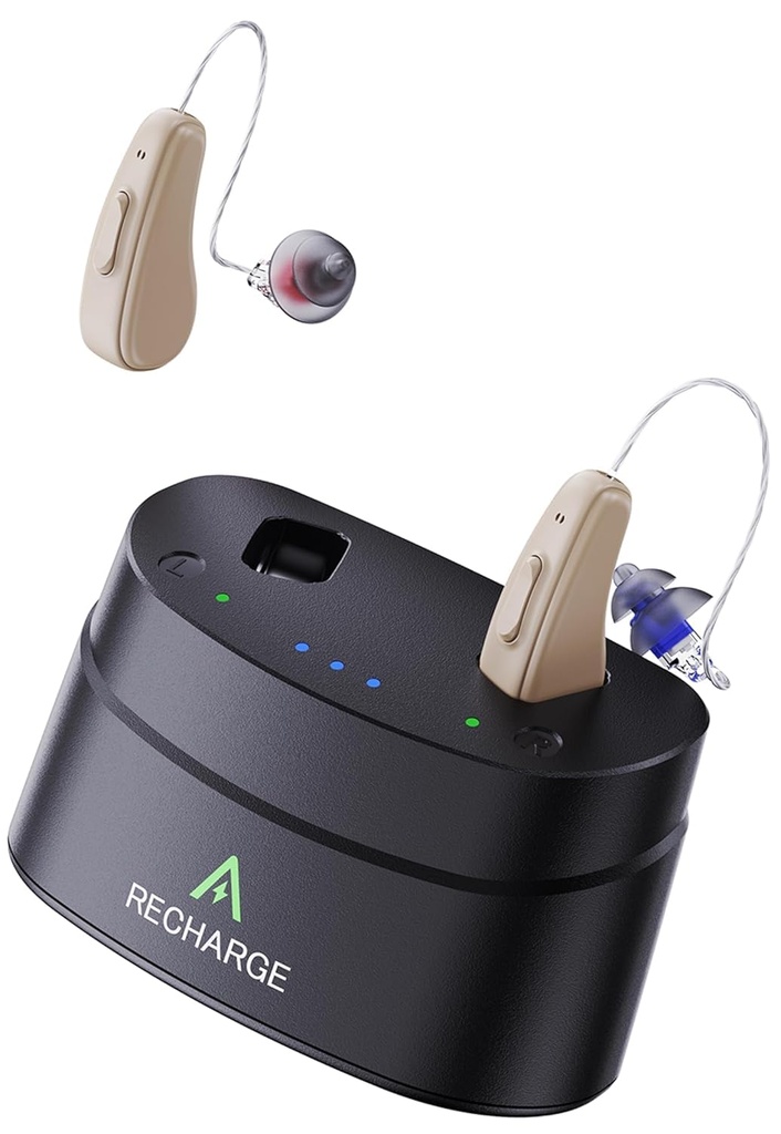 2024 Upgraded RIC Hearing Aids for Seniors Rechargeable Rechargeable Receptor-in-Canal OTC Hearing Aid with Ruise Cancelling-Nearly Invisible Digital Hearing Aid Adapta-se a perda auditiva leve a grave