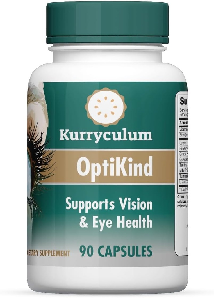 OptiKind Vision Support Eye Bitaminak, 90 kapsulak, Eye Health Formula begiak eta Glutathione