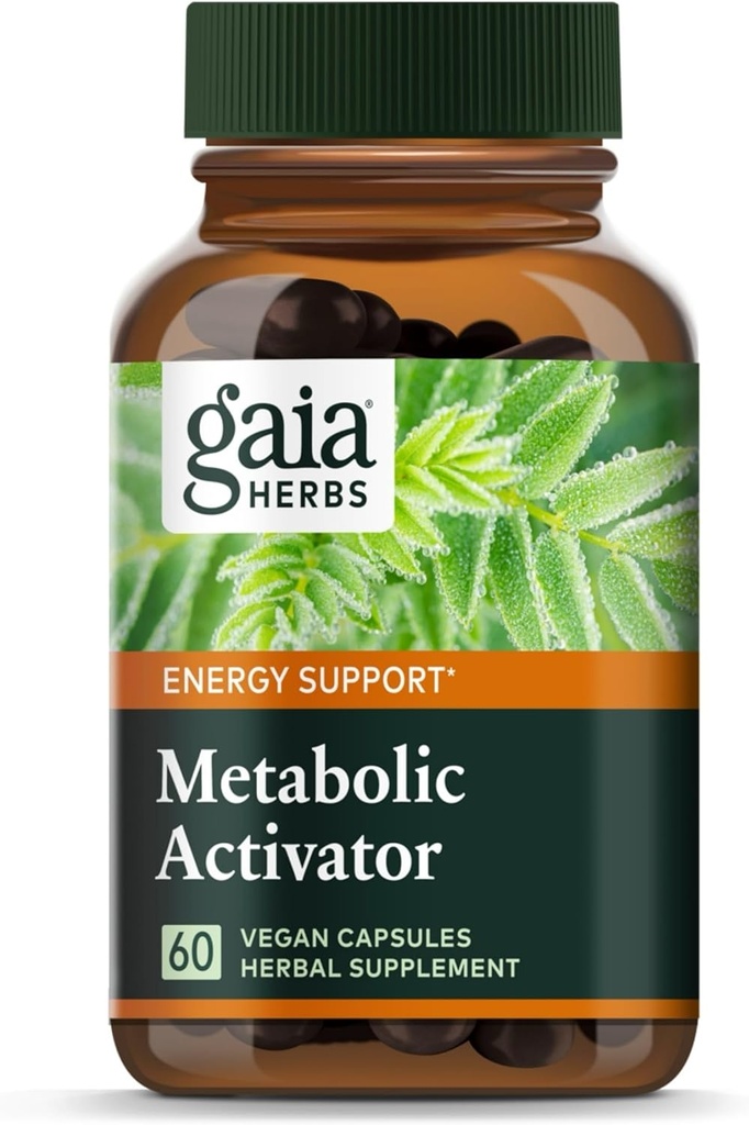 Gaia Herbs Activator Metabólico - Suplemento de energia natural para apoio ao metabolismo - Made with Panax Notoginseng & Astragalus Extract - Free from Dairy, Soy & Gluten - 60 Cápsulas (60 Servings)