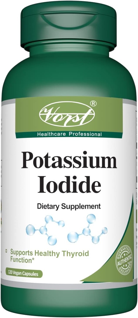 Potassium Iodide 800mcg 120 Vegan Capsules | Thyroid Support Supplement for Women & Men* | Iodine