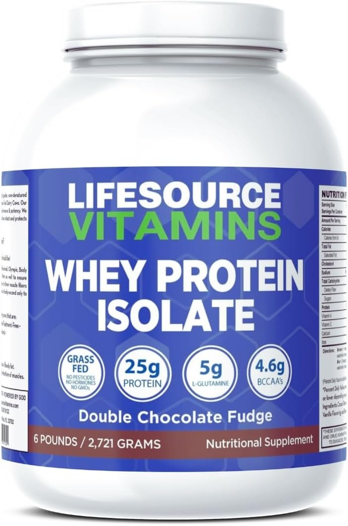 LifeSource Vitaminen 6 lb - US Dairy Cows Grass Fed Whey Proteine Isolaat - Dubbele chocolade Fudge gezoet met Stevia