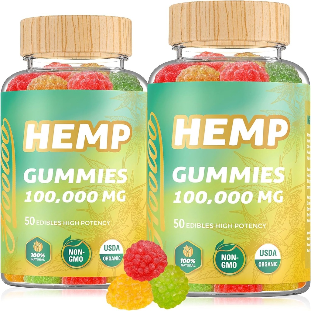 WHOOO Hemp Geunsegats per l'ajuda de fons de so Bedtime i Discomforç de l'ajuda, Gummy Infat Omega 3 vitamines, fetes als EUA