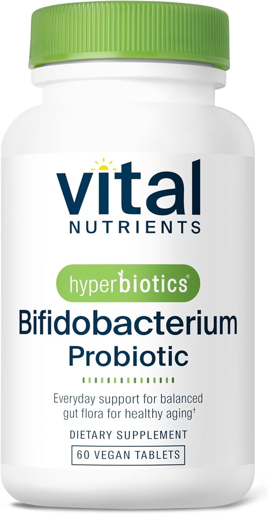 Hyperbiotics Vital Nutrients Bifidobacterium Probiótico TEN 7 Strains Targeted TEN Supports Immune and Digestive Health for Older Adults TEN Shelf-Stable TEN Vegan TEN 60 Tablets