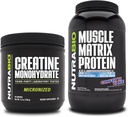 NutraBio Creatine Monohydrate, Нефлаворед, (150 г) і м'язової матриці білок порошок, (Confetti Cake) Supplement Bundle - М'язова енергія, максимальне зростання, відновлення і міцність