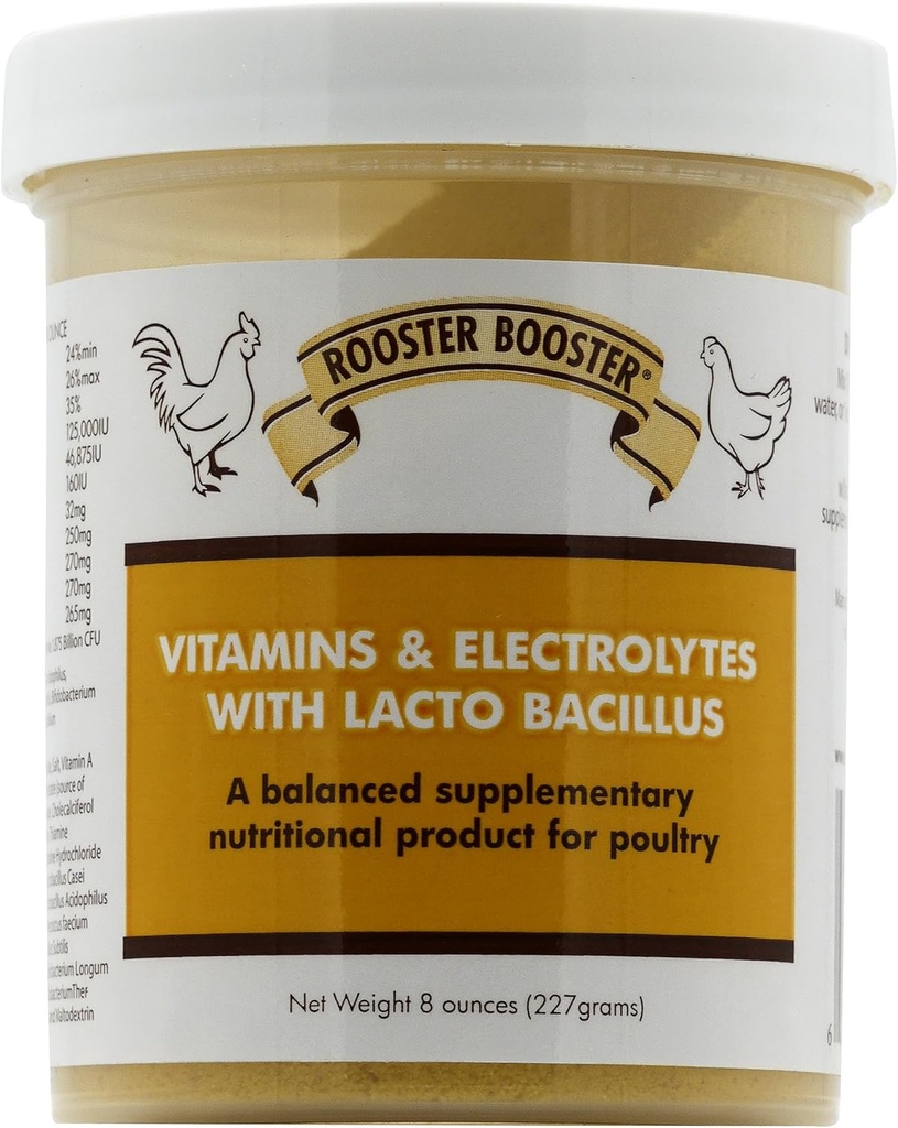 Rooster Booster Vitaminer och elektrolyter med Lactobacillus, Natural, 8 oz.