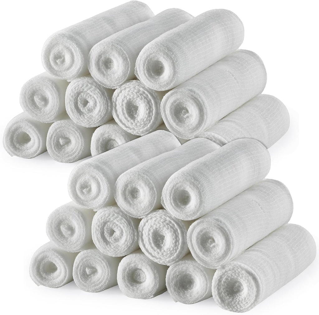 MEDCA Gauze Bandage Rolls - 24 Pack, 3-tums x 4.1 Yards, Medical Grade Gauze och Stretch Bandage för sårklänning och första hjälpen Kit