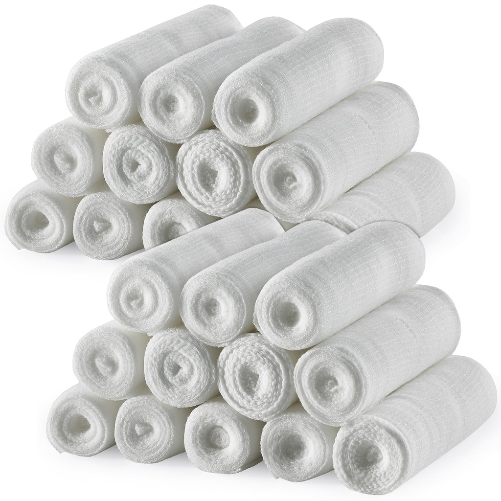 MEDca Gauze Bandage Rolls - 24 Pack, 3-Inch x 4.1 Yards, Medical Grade Gauze and Stretch Bandage for Wound Dressing and First Aid Kit