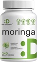 Moringa Kapseln 9.000mg Kräuteräquivalent, 240 Kapseln – 4 Monate Versorgung – Maximale Potenz Pure Moringa Blatt Extrakt – Komplette Green Superfood-Ergänzung für Energie, Haut und Immune Gesundheit Unterstützung