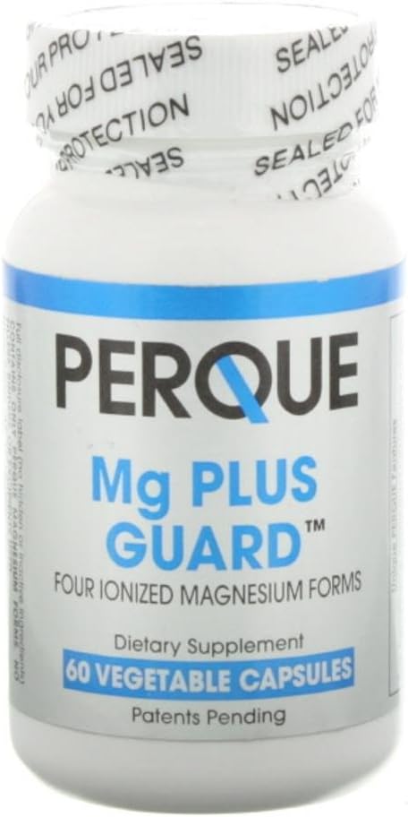 PERQUE Mg Plus Guard Magnesium - høyabsorpsjon Magnesium Supplement med glykinat, askorbat og citrat - støtter hjerte og metabolsk funksjon - ikke-GMO, Glutenfri -60 Grønnsaker Kapsler