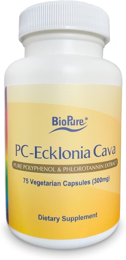 BioPure PC- Ecklonia Cava - Potentní hnědý algae botanický extrakt bohatý na polyfenoly a 71 stopových minerálů, které podporují neurologické funkce, oběh a celkové Wellness - 75 Zeleninové kapsle