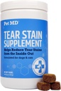 Pet MD Tear Stain Remover üçün Dogs & Cats - Lutein, Cranberry, və Omega 3 və 6 ilə Antioksid Eye Care Supplement - White & Light Fur üçün Cat & Dog Tear Stain Remover Chews - 60 ct