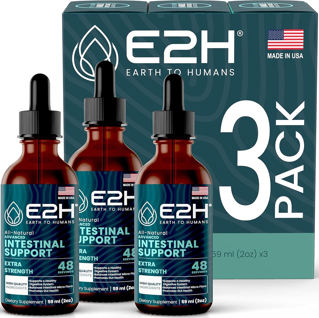 E2H Advanced Intestinal Support - Supports Intestinal Balance and Gut Health -Wormwood and Black Walnut Extract - Non-GMO, Vegan - (3 Bottles)