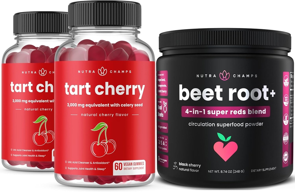 NutraChamps Tart Cherry (2 Pack) & Beet Root Powder 124; Lengkap Dukungan Muscle & Circulation