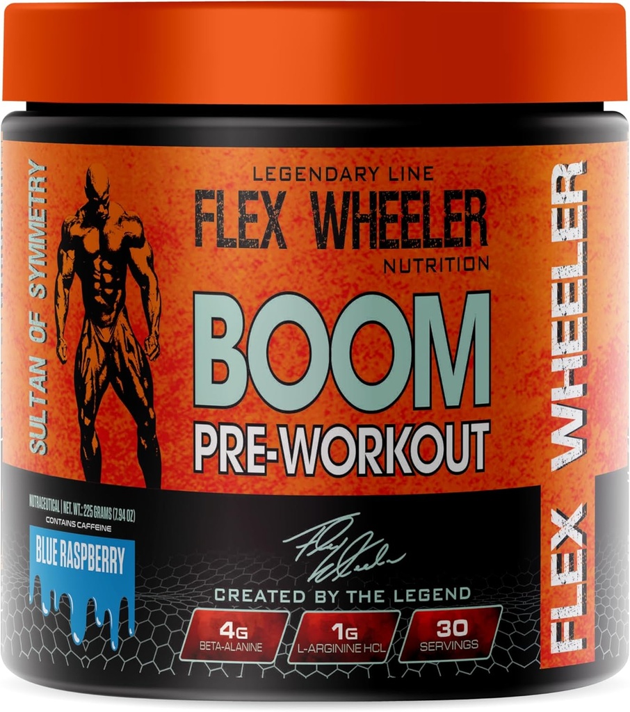 Boom Pre Workout, 124; 225g (30 szerving, kék málna)