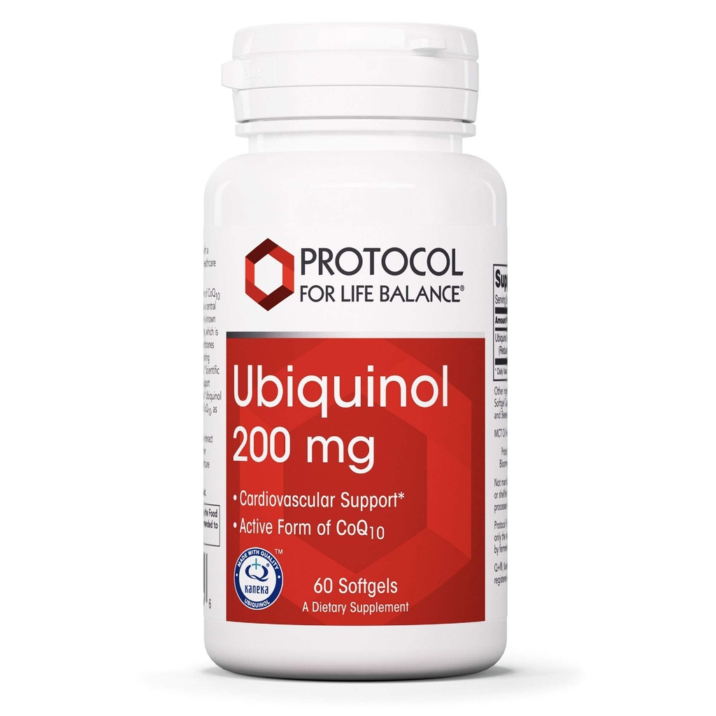 PROTOCOL FOR LIFE BALANCE Ubiquinol 200mg - Bioavailable CoQ10 Softgels - Heart Health Support - Oxidative Stress Quencher - Soy Free & Dairy Free - 60 Softgels