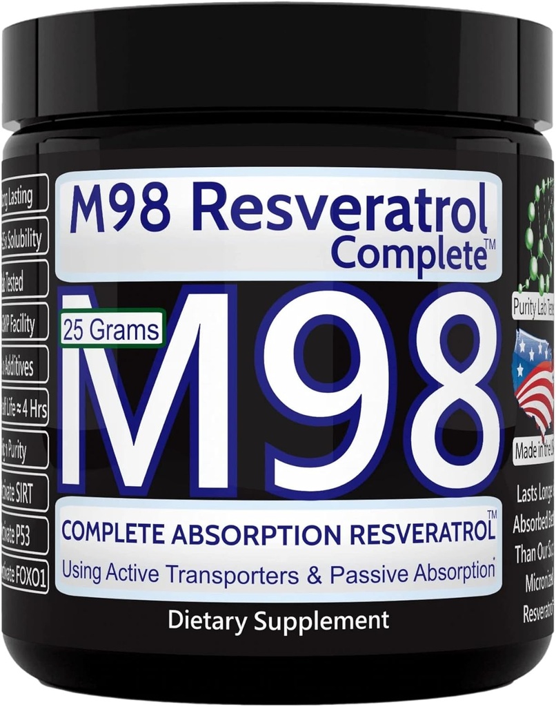 M98 Resveratrolo completo (M98-RC) - Meglio di Super Micronized - Polvere pura - 25 grammi