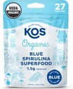 KOS USDA Organic Blue Spirulina Powder, Phycocyanin - Vegan Algae Superfood - Natural Food Coloring for Smoothies & Protein Drinks, Plant Based, Non GMO - 27 Servizos