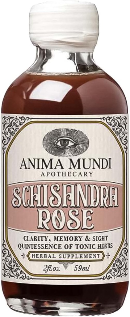 Anima Mundi Aptekarz Schisandra Rose Elixir - Liquid Schisandra Berry Suplement Adaptogen z płatkami z dzikiej róży na wątrobę i wsparcie dla nerek - Anima Mundi Uroda Suplementy (2oz / 59ml)