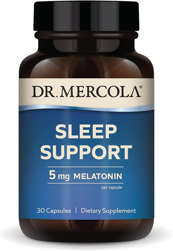 Dr. Mercola Sleep Support with Melatonin, 5 mg Melatonin Per Service, 30 Hizmet (30 Capsules), Diyet Supplement, Supports Health Sleep and mental Focus, Non-GMOMO
