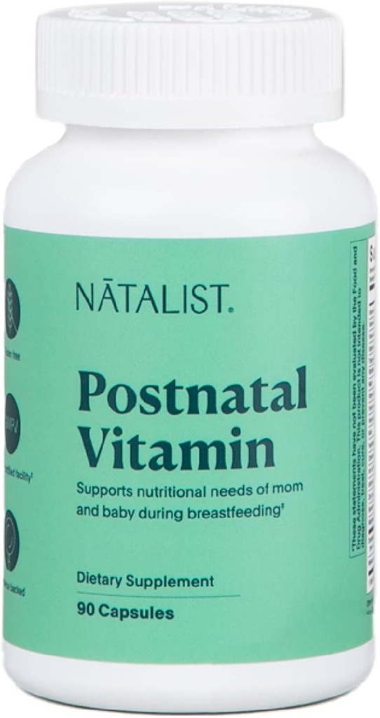 NATALIST vitamina Postparto esencial para as mulleres - Mom & Baby Multivitamin & Breastfeeding Nutrition, Daily Wellness soporta enerxía e desenvolvemento temperán mentres enfermiza - 90 cápsulas