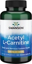 Acetyl L 카르니틴 500 mg 100는 Swanson Premium에 의하여 모자를 씌웁니다