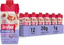 SlimFast Protein Shake, Strawberry- 20g Protein, Strava Replacement Shake Pripravené na pitie, vysoký proteín s nízkym obsahom cukru a nízkym obsahom cukru, 24 vitamínov a minerálov, 12 počet (Packaging May Vary)